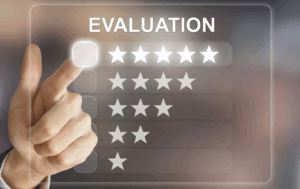 Finger clicking on five star rating evaluation