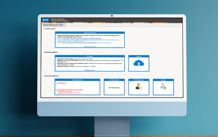 HR Portal on computer monitor