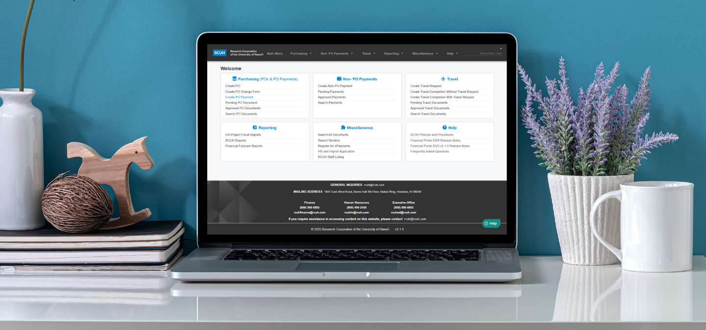 Laptop with Financial Portal Dashboard on display